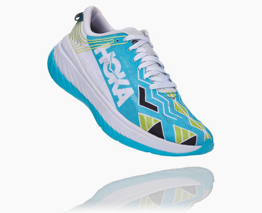 Hoka One One Hardloopschoenen Dames - Ironman Kona Carbon X - Blauw/Wit - VZ5647380